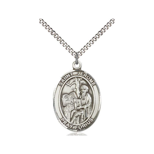 St. Jerome, Sterling Silver Oval Patron Series - Necklace