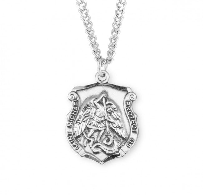 Saint Michael Sterling Silver Badge Medal - S1623