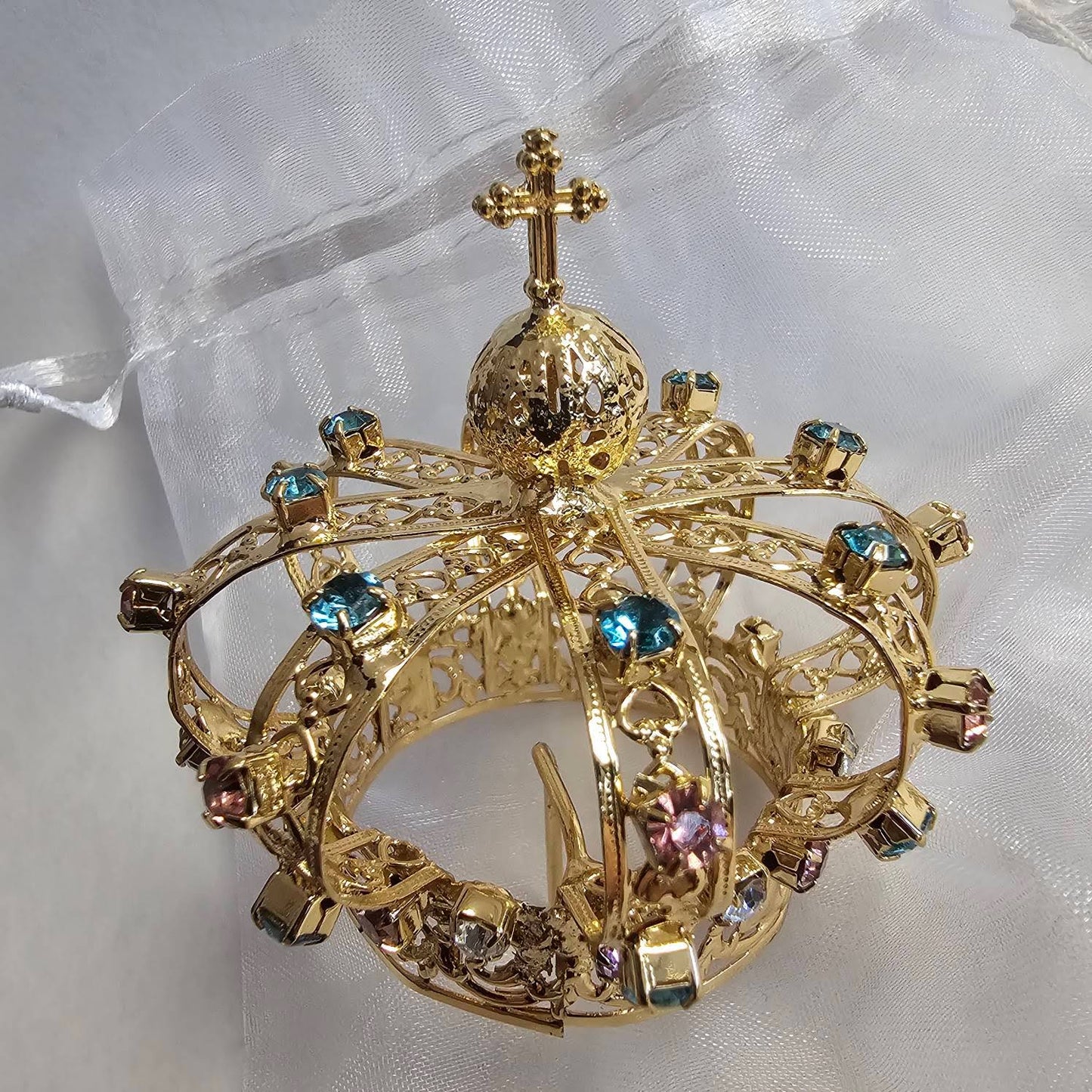 Jeweled Gold-tone Metal Crown - Statue Accessory