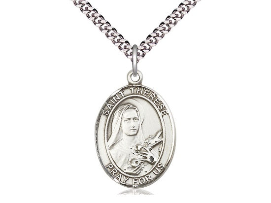 St. Therese of Lisieux Sterling Silver Medal with 18" Chain