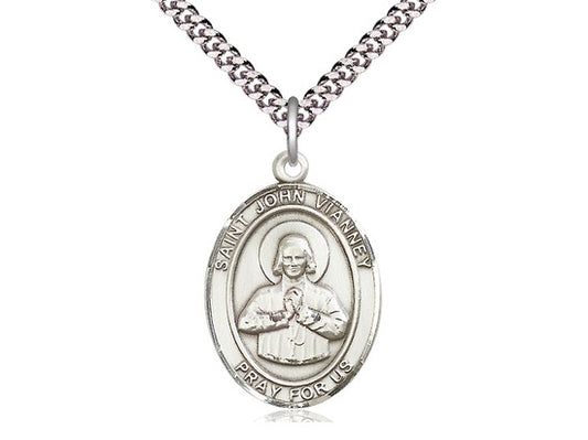 St. John Vianney Sterling Silver Medal with Chain