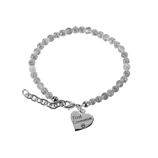 First Communion Bracelet with Heart Medal