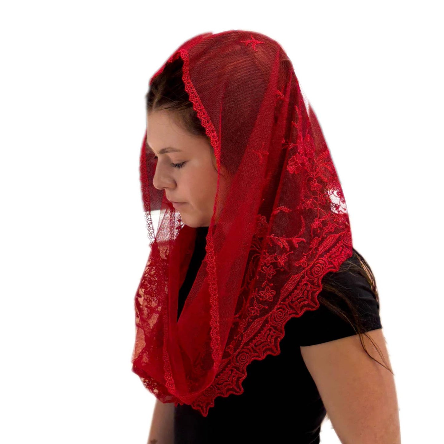 Red Veil Mantilla - St. Veronica Infinity Veil