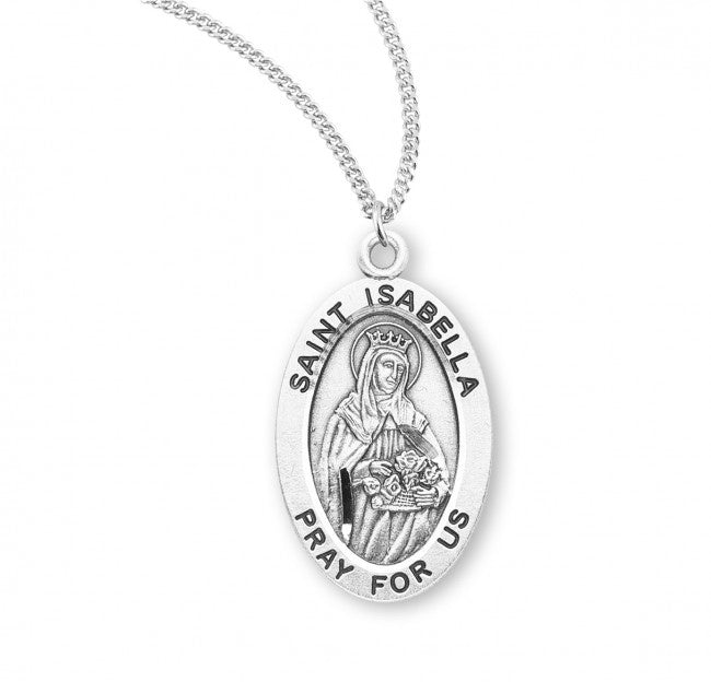 Saint Isabella Oval Sterling Silver Medal - Necklace (S9444)