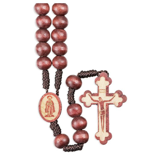 Dark Brown Wood Bead Rosary