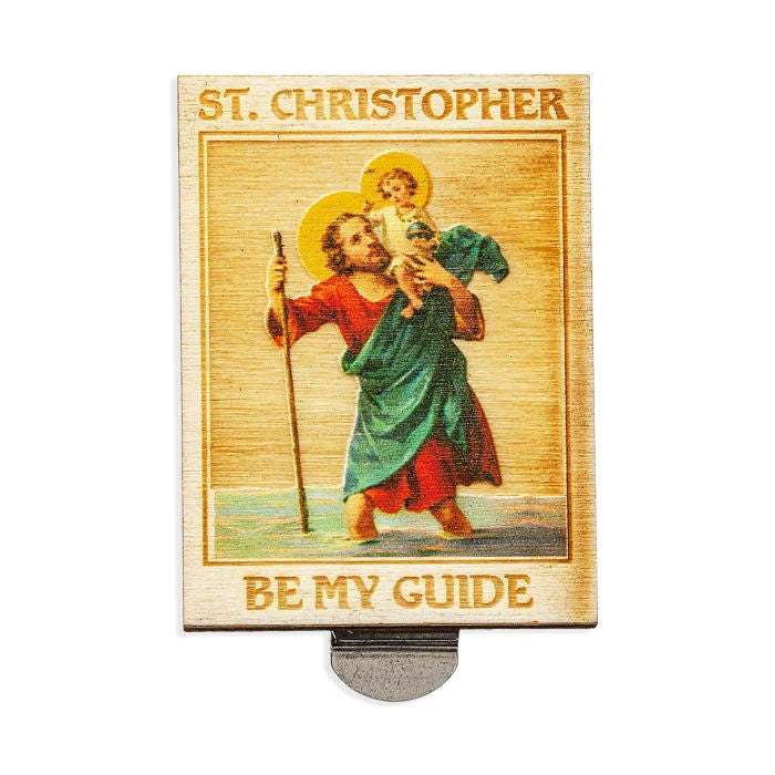 St. Christopher Wood Visor Clip