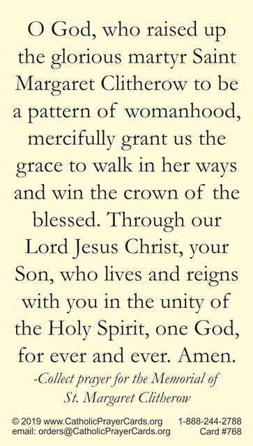 St. Margaret Clitherow Holy Card