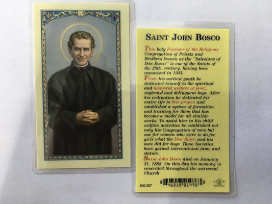 Prayer to St. John Bosco Holy Card