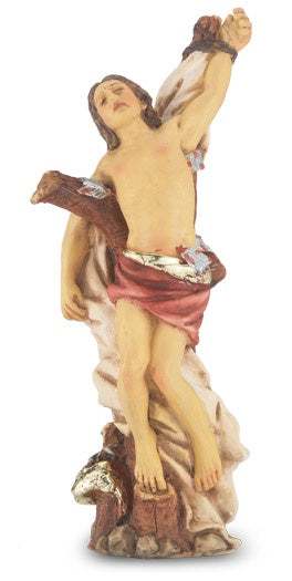 St. Sebastian 4" Statue - Patron Saint of Athletes, Soldiers - Hand Painted Solid Resin Statue