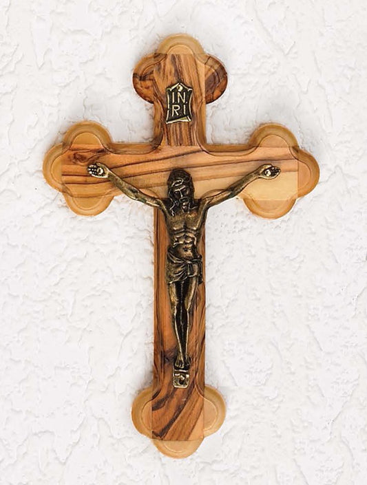 14 Station of the Cross Olive wood Crucifix with Gold tone Corpus