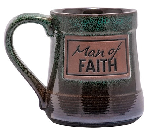 Man Of Faith Mug With Biblical Inscription On Back