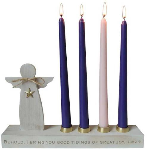 Advent Angel Candle Holder With Candles Luke 2:10