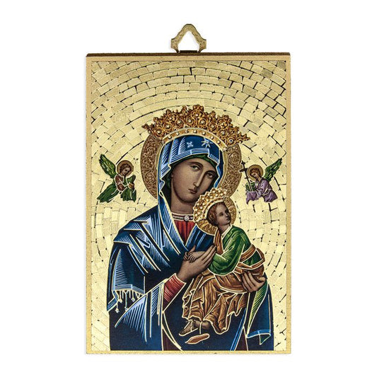 Our Lady of Perpetual Help Gold Foil Wood Plaque
