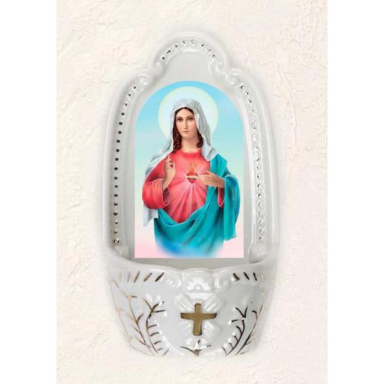 Immaculate Heart of Mary - Porcelain Holy Water Font