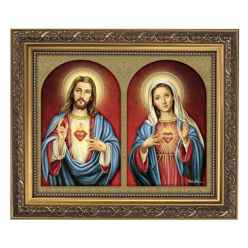 Sacred Hearts of Jesus and Mary Framed Print