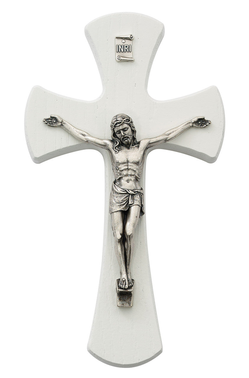 7" White Wall Crucifix