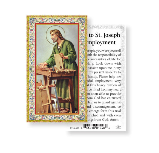 St. Joseph, Prayer for Employment - Gilded Paper Holy Card