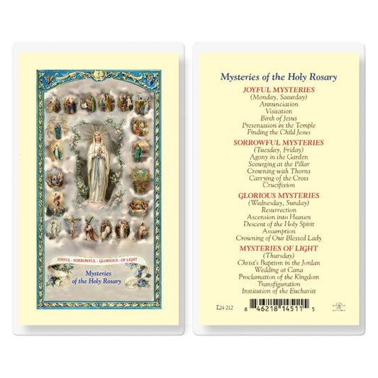 Mysteries of the Holy Rosary Holy Card