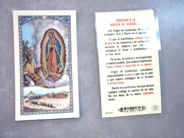 Oracion a La Virgen de Guadalupe holy card