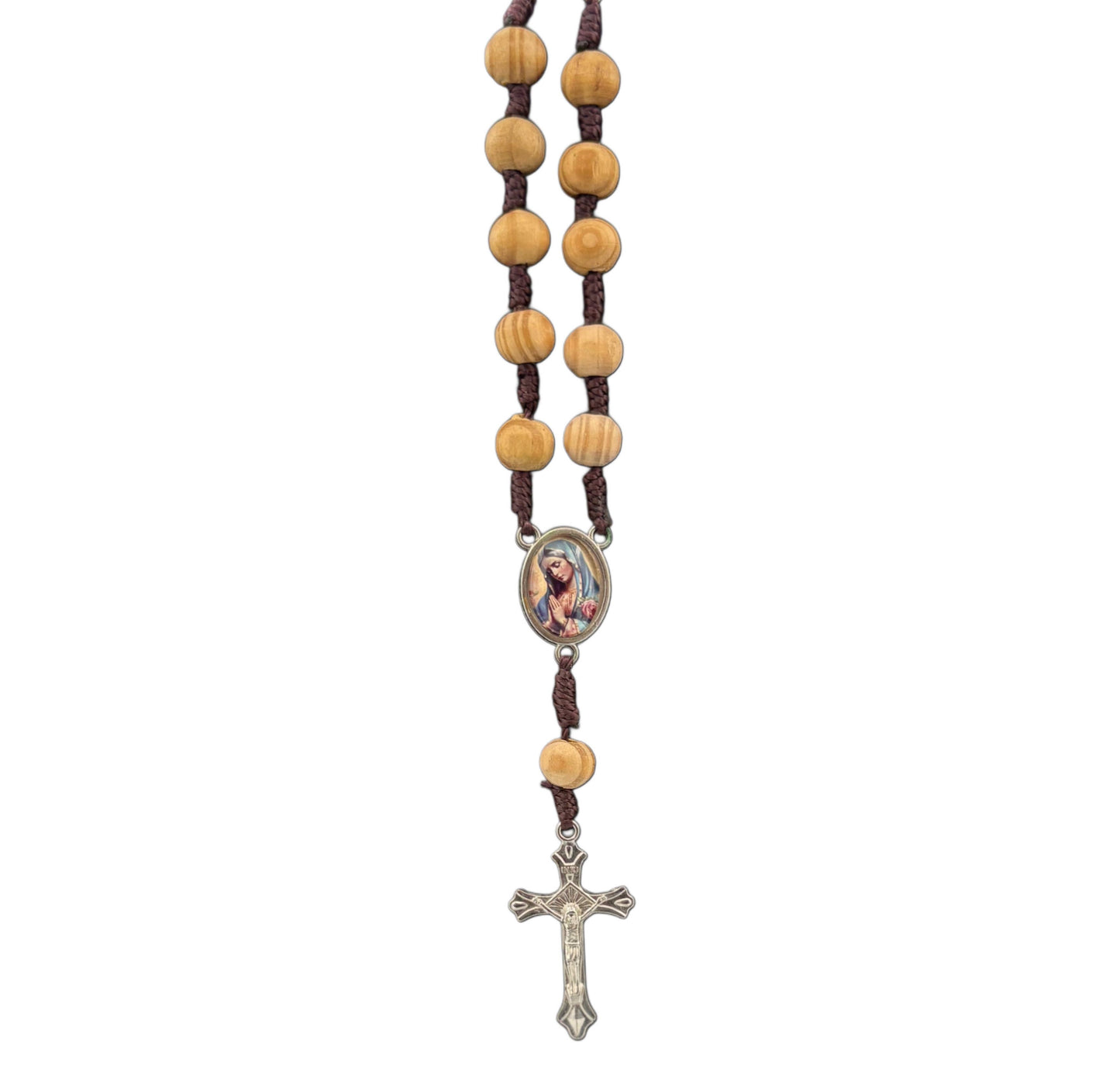 Limited Run: Our Lady of Guadalupe Rose Scented Wooden Rear-view Mirror Decade Rosary