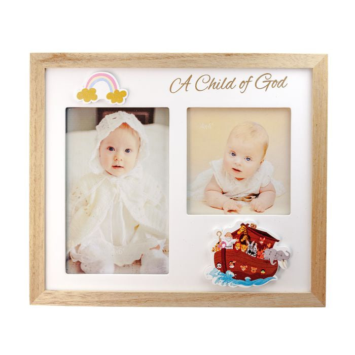 A Child of God double picture frame with Noah's Ark 3D decoration