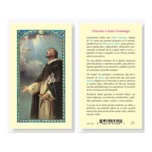 Oracion A Santo Domingo Estampita - St. Dominic Holy Card in Spanish