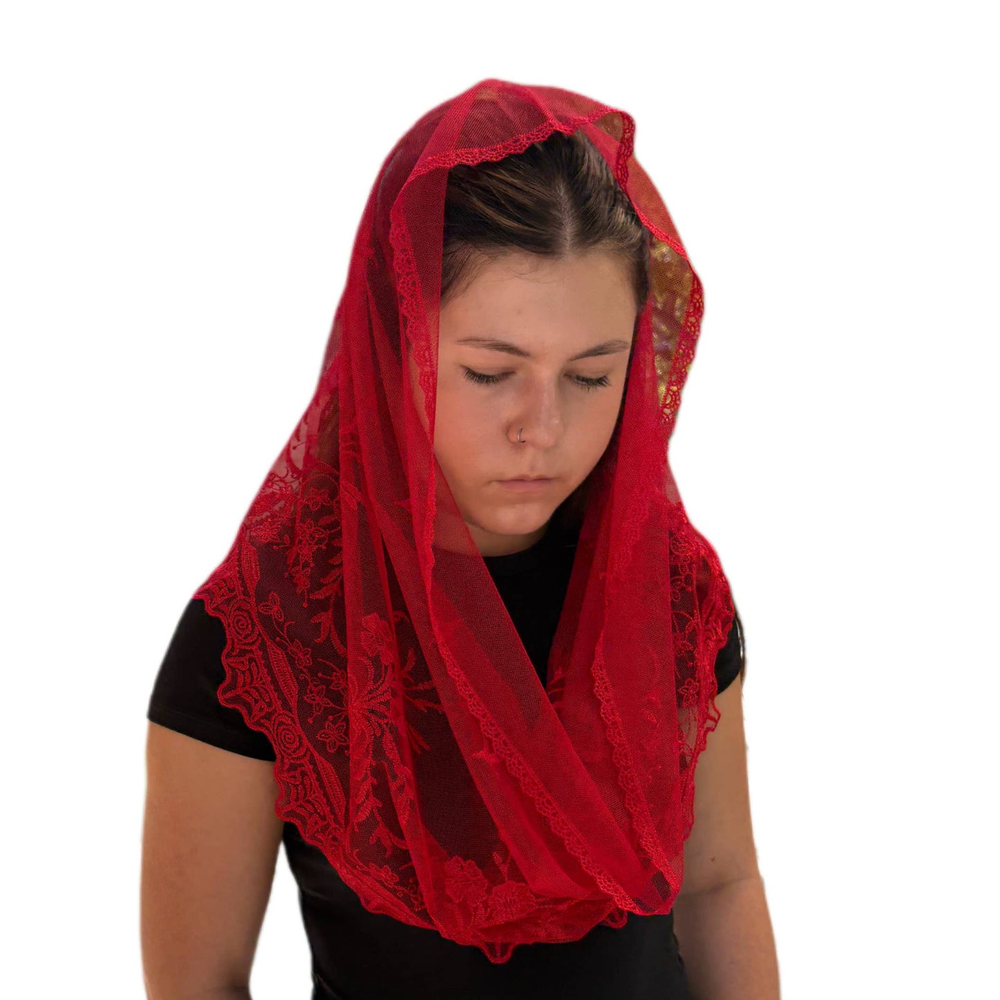 Red Veil Mantilla - St. Veronica Infinity Veil