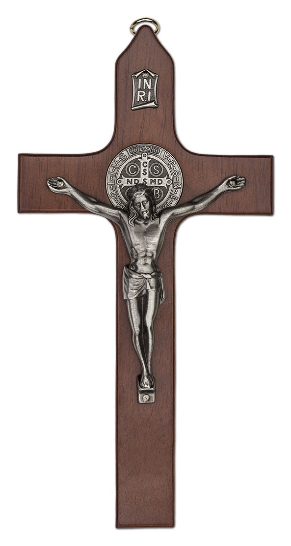 St. Benedict 8" Crucifix - Walnut