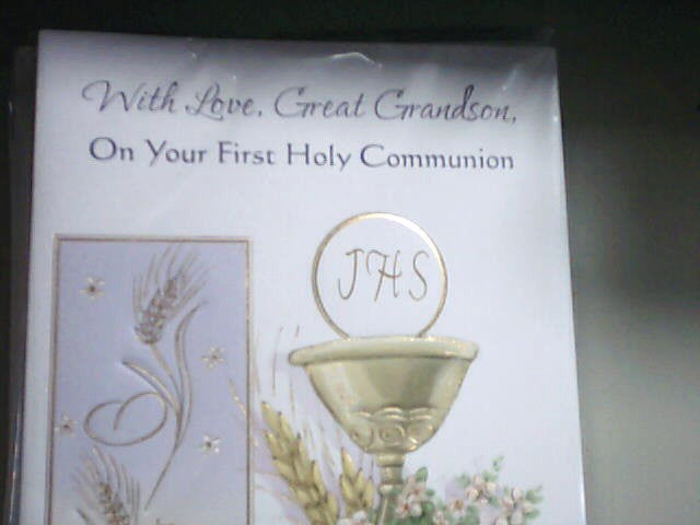 "With Love, Great Grandson, On your First Holy Communion" Card