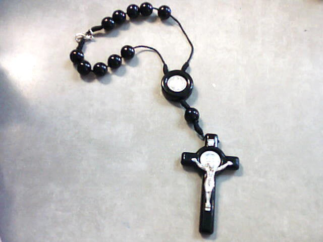 St. Benedict Auto Rosary in black wood