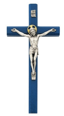 10" Crucifix in Dark Blue Wood