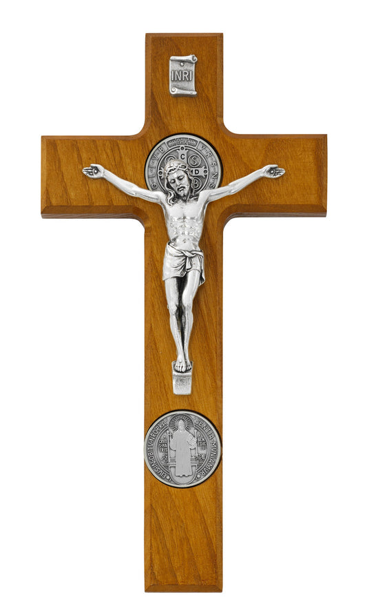 9" WALNUT STAIN BENEDICT CRUC