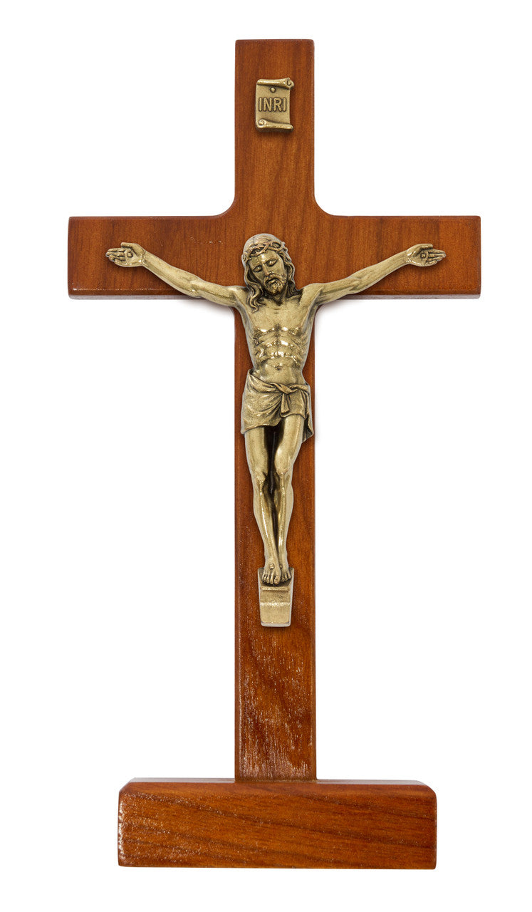 8" Standing Crucifix with Antique Gold Corpus