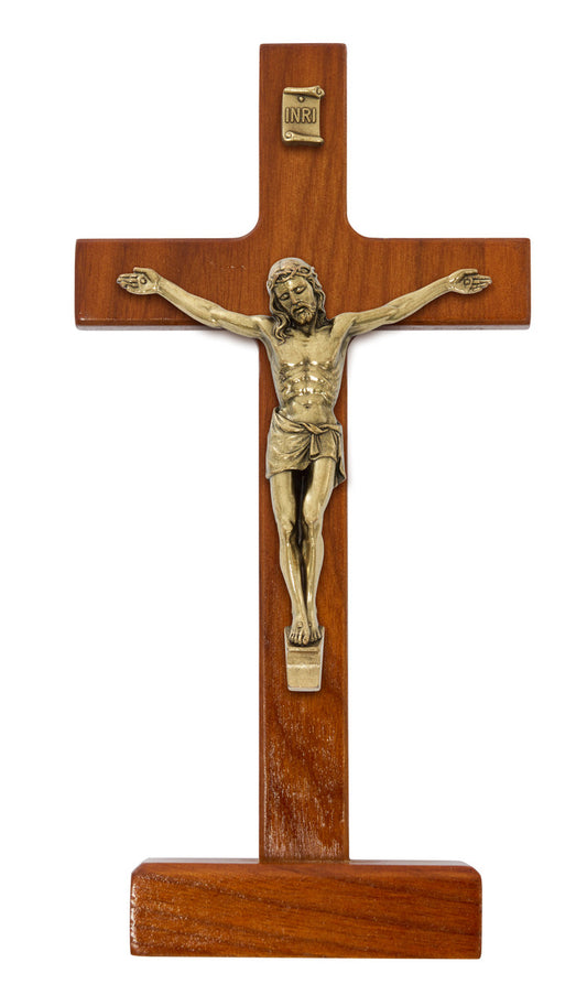 8" Standing Crucifix with Antique Gold Corpus