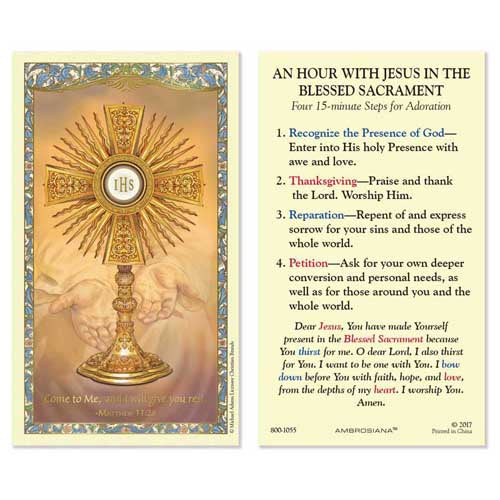 An Hour with Jesus in the Blessed Sacrament holy card