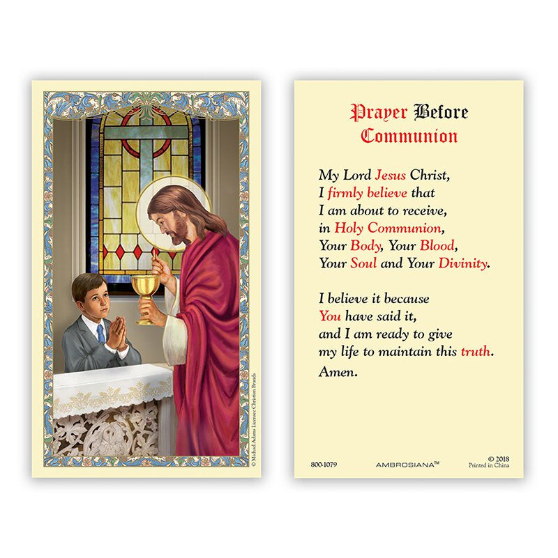 Prayer Before Communion Holy Card - For Boy