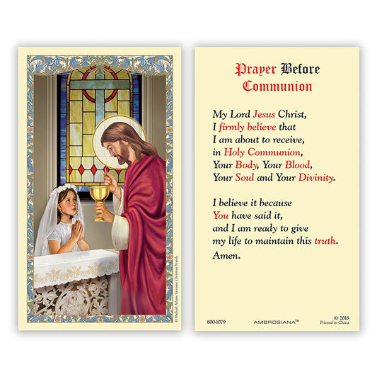 Prayer Before Communion Holy Card - For Girl