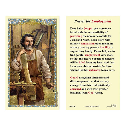 Prayer For Employment Holy Card