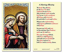 A Marriage Blessing Holy Card - Laminated