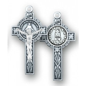 Miraculous Medal Crucifix in sterling silver with 24 inch stainless steel chain