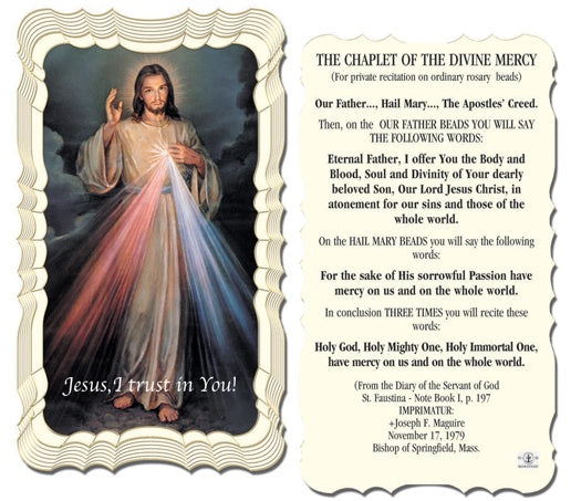 CHAPLET OF THE DIVINE MERCY HOLYCARD - scalloped edge paper