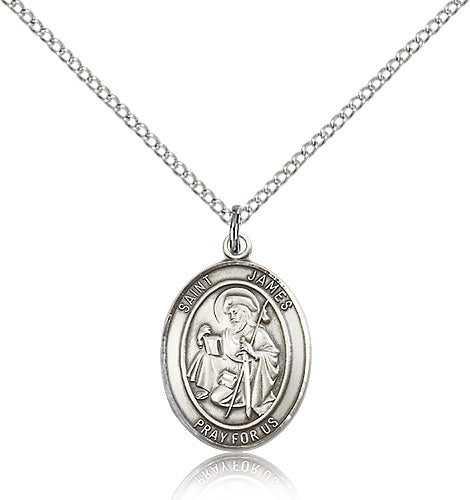 St. James the Greater Sterling Silver Medal with 20" Rhodium Chain