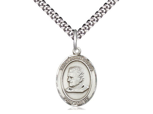 St. John Bosco Sterling Silver Medal with Stainless Chain