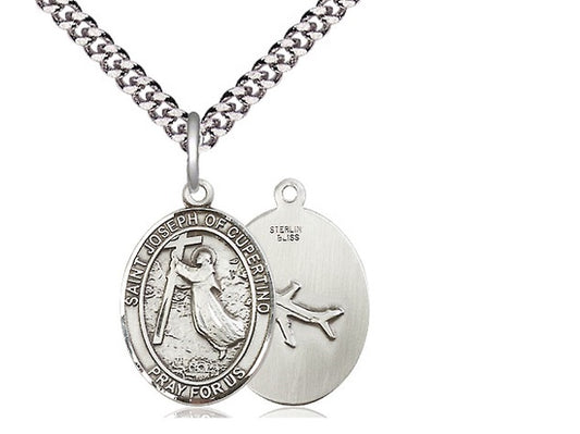 St. Joseph of Cupertino Sterling Silver Medal with Rhodium Chain