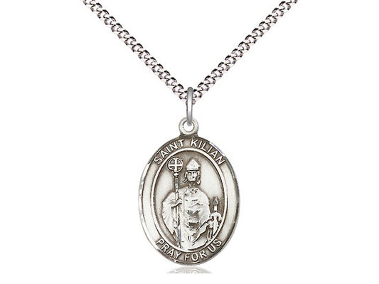 St. Kilian Sterling Silver Medal with Stainless Steel Chain