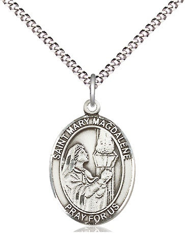 St. Mary Magdalene Sterling Silver Medal with 18" Rhodium Chain