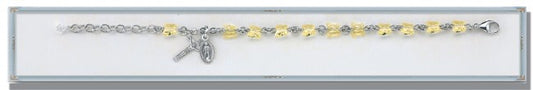 Swarovski Crystal Jonquil Butterfly Sterling Silver Rosary Bracelet 6mm