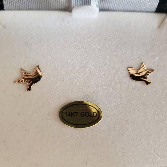 14KT Gold Dove Earrings