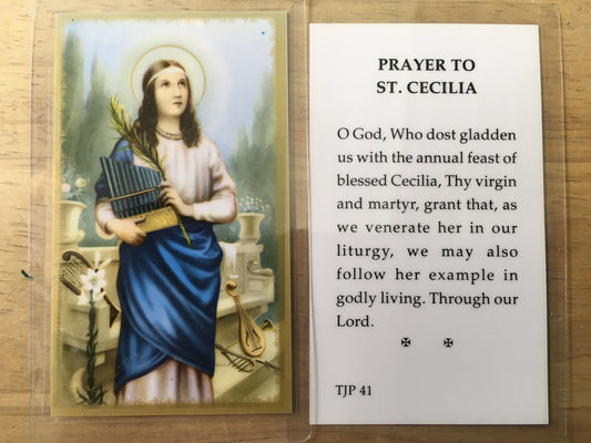 St. Cecilia Holy Card - AVAILABLE IN PAPER OR LAMINATED