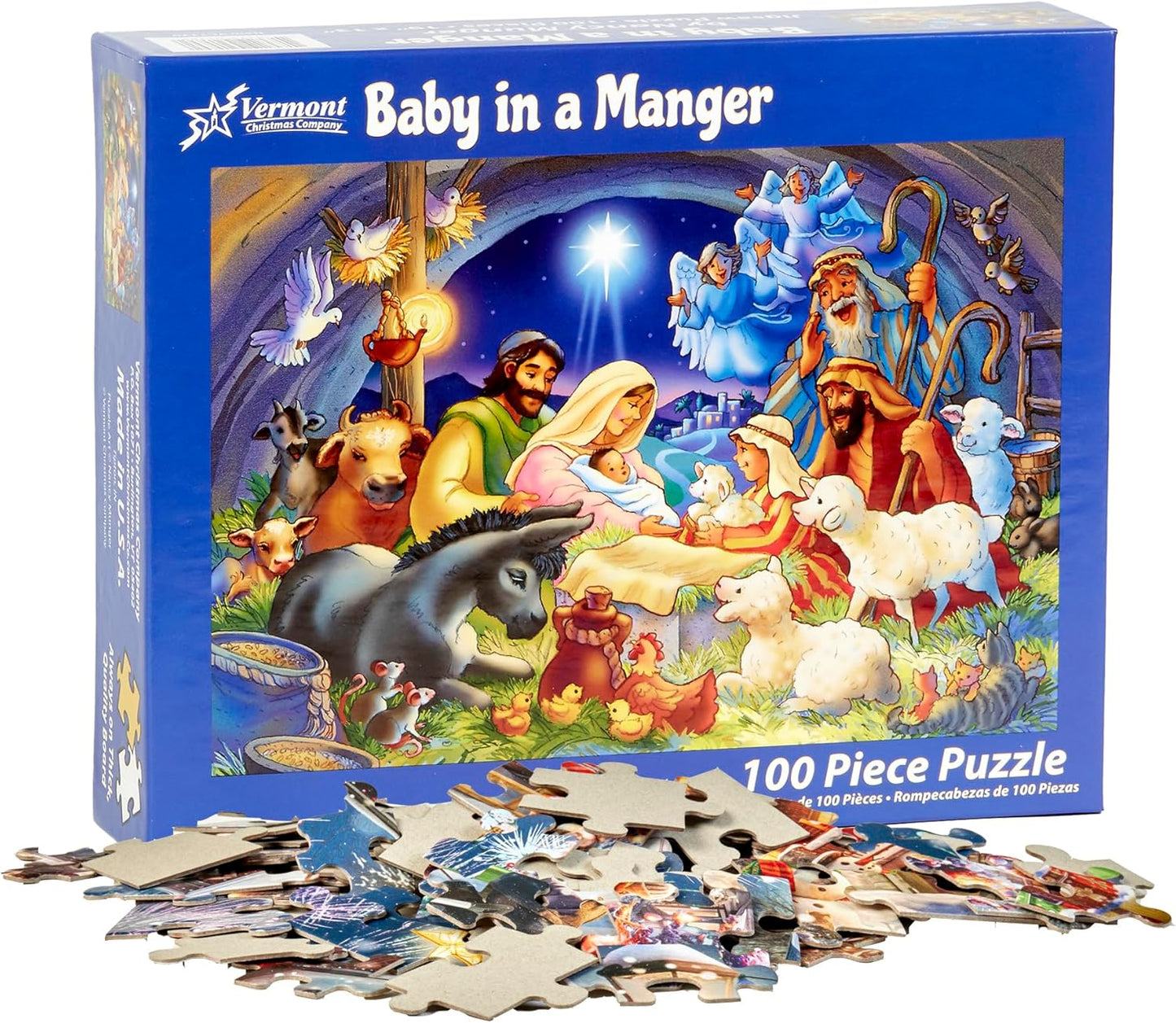 Baby in a Manger Jigsaw Puzzle - 100 Piece, Large Pieces Perfect for Kids and Seniors